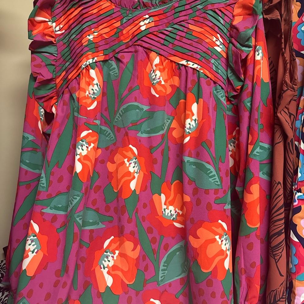 Floral Purple and Red Women's Blouse